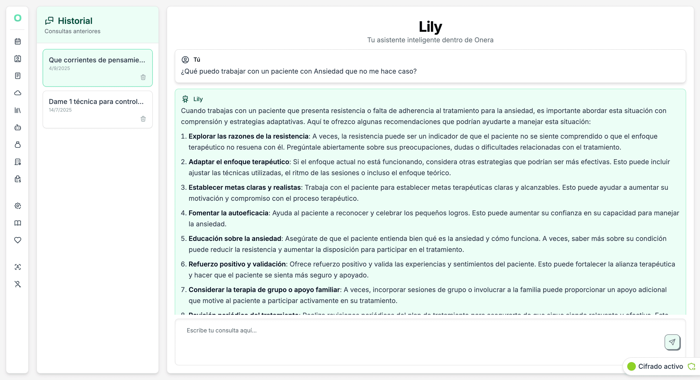 Consultas clínicas con IA — Onera