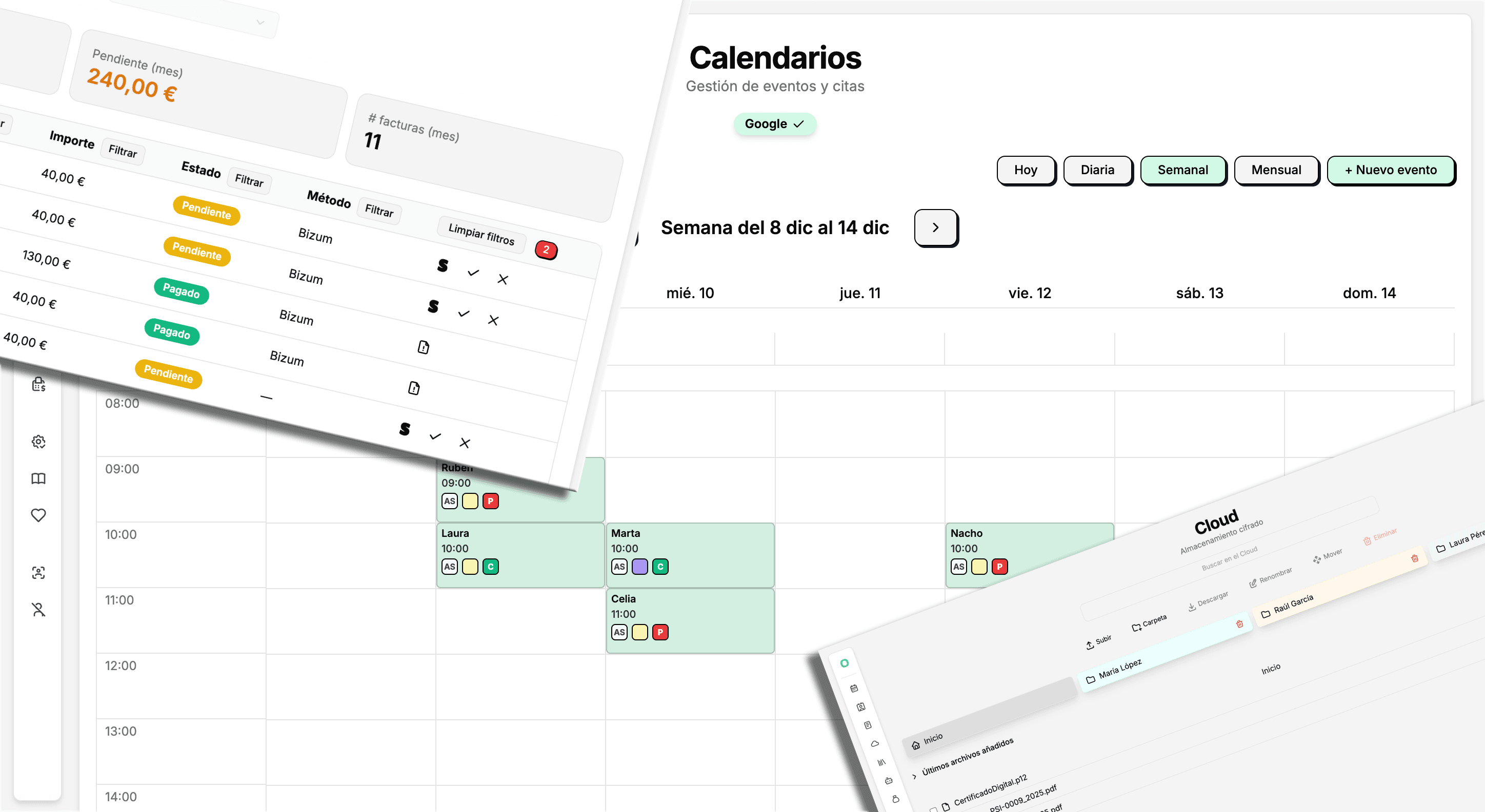 Software de gestión para psicólogas — Onera