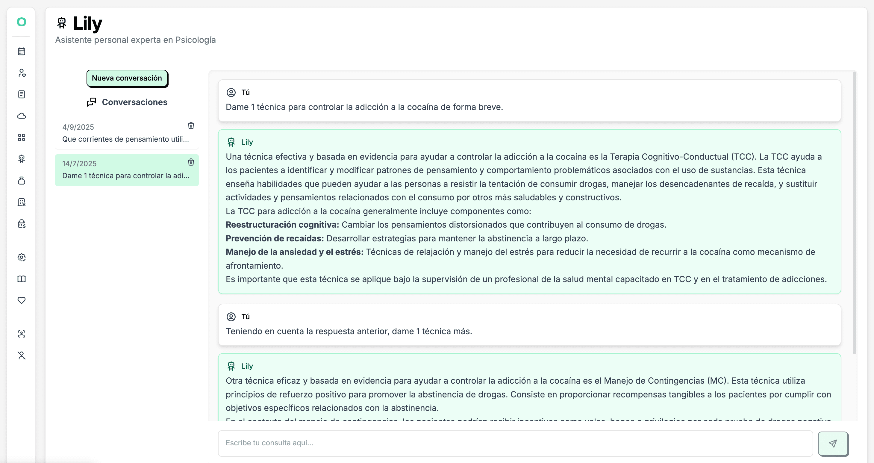 IA clínica integrada en el software de gestión para psicólogas Onera