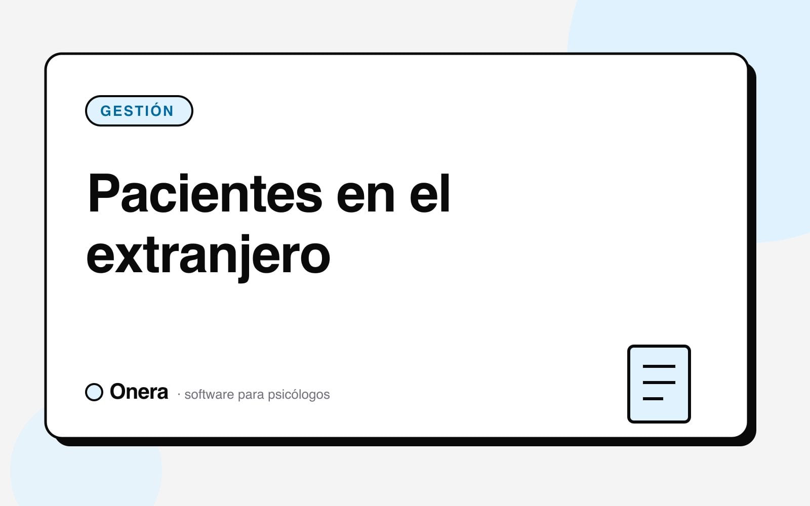 Portada del artículo «Terapia online con pacientes en el extranjero» en el blog de Onera, sección Gestión de consulta