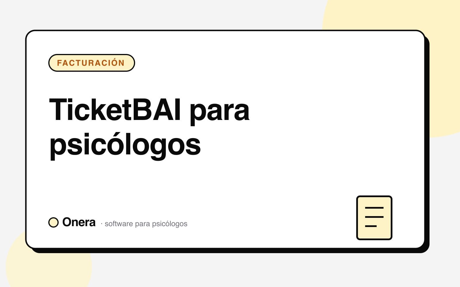 Portada del artículo «TicketBAI para psicólogos» en el blog de Onera, sección Facturación