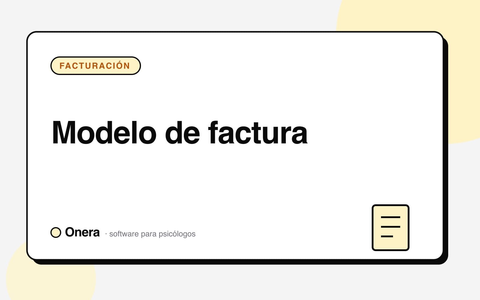 Portada del artículo «Modelo de factura» en el blog de Onera, sección Facturación