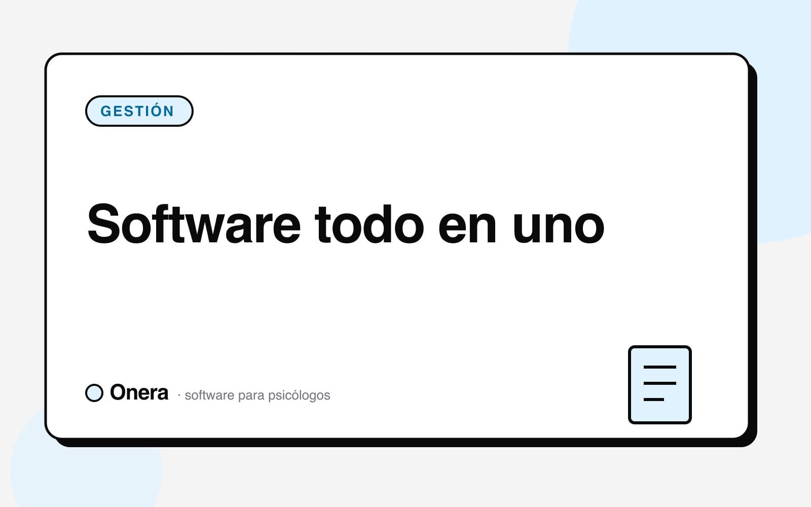 Portada del artículo «Software todo en uno» en el blog de Onera, sección Gestión de consulta